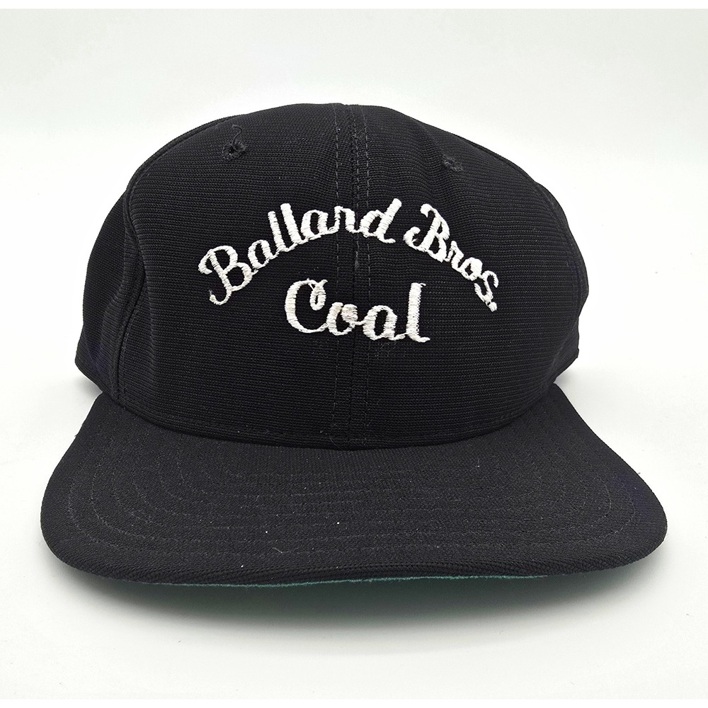 Vintage New Era Ballard Bros Coal Snapback Hat M/L Black White Green Underbrim